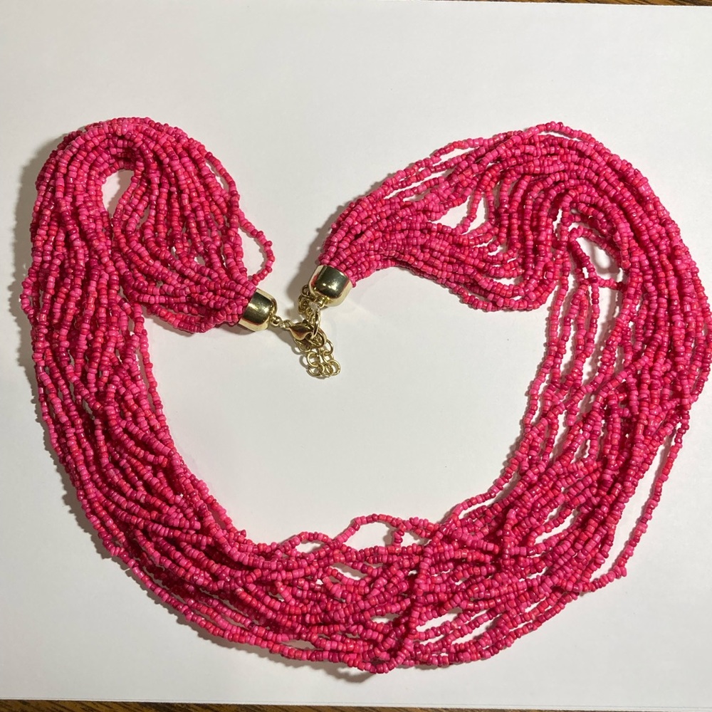 Pink Seed Beaded Necklace